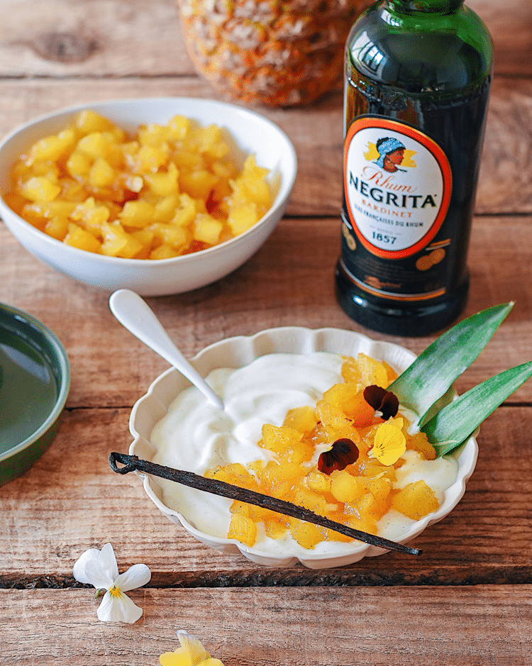 Compotée d’ananas, gingembre, vanille et Rhum Negrita Negrita